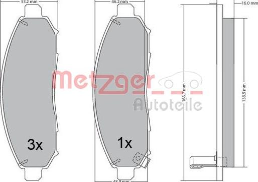 Metzger 1170541 - Гальмівні колодки, дискові гальма autocars.com.ua