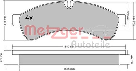 Metzger 1170544 - Тормозные колодки, дисковые, комплект autodnr.net