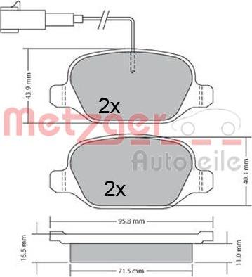 Metzger 1170555 - Гальмівні колодки, дискові гальма autocars.com.ua