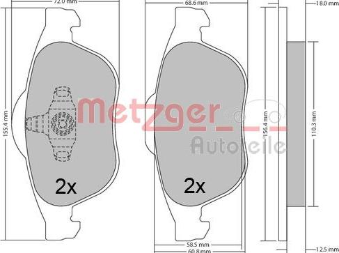 Metzger 1170556 - Тормозные колодки, дисковые, комплект autodnr.net