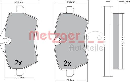 Metzger 1170561 - Гальмівні колодки, дискові гальма autocars.com.ua