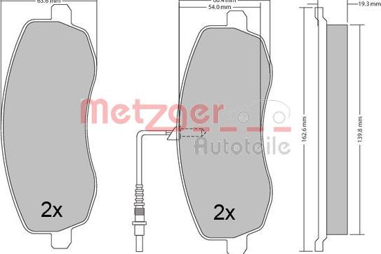 Metzger 1170563 - Гальмівні колодки, дискові гальма autocars.com.ua