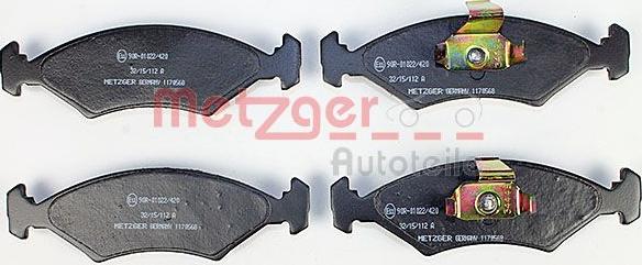 Metzger 1170568 - Тормозные колодки, дисковые, комплект avtokuzovplus.com.ua