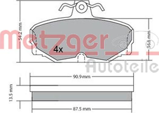 Metzger 1170570 - Гальмівні колодки, дискові гальма autocars.com.ua