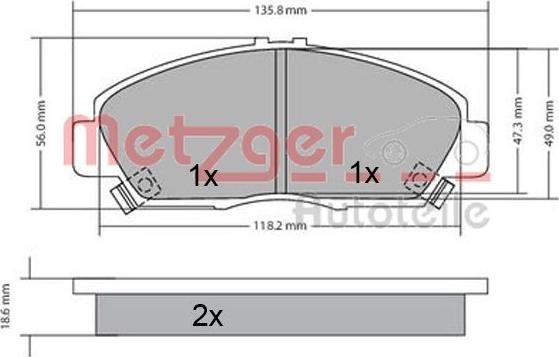 Metzger 1170576 - Гальмівні колодки, дискові гальма autocars.com.ua