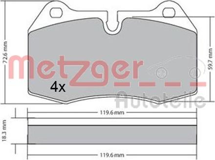 Metzger 1170577 - Тормозные колодки, дисковые, комплект avtokuzovplus.com.ua