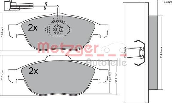 Metzger 1170582 - Гальмівні колодки, дискові гальма autocars.com.ua