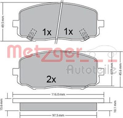 Metzger 1170588 - Тормозные колодки, дисковые, комплект autodnr.net