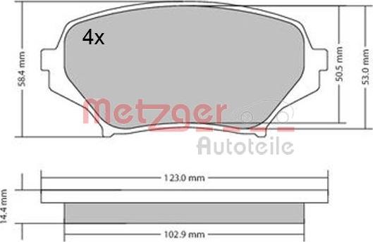 Metzger 1170589 - Тормозные колодки, дисковые, комплект autodnr.net