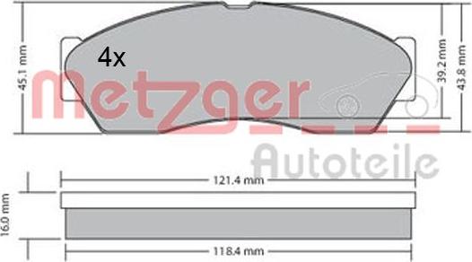 Metzger 1170590 - Тормозные колодки, дисковые, комплект avtokuzovplus.com.ua