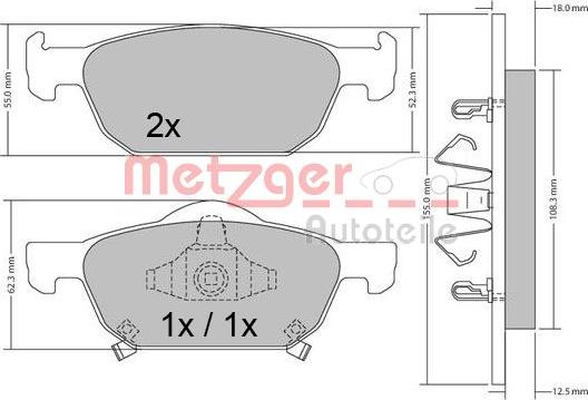 Metzger 1170594 - Гальмівні колодки, дискові гальма autocars.com.ua