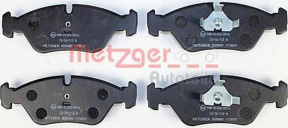 Metzger 1170597 - Тормозные колодки, дисковые, комплект avtokuzovplus.com.ua