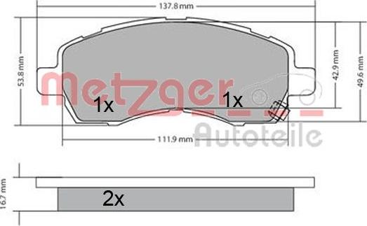 Metzger 1170607 - Гальмівні колодки, дискові гальма autocars.com.ua