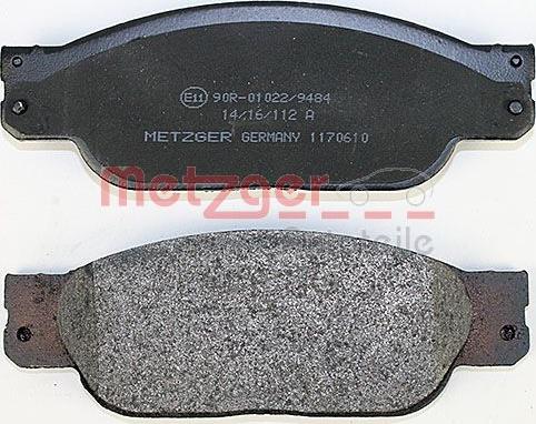 Metzger 1170610 - Гальмівні колодки, дискові гальма autocars.com.ua