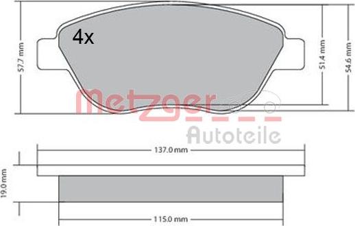 Metzger 1170614 - Гальмівні колодки, дискові гальма autocars.com.ua