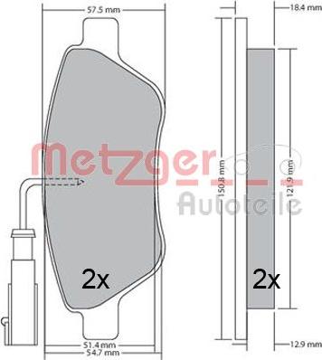 Metzger 1170615 - Гальмівні колодки, дискові гальма autocars.com.ua