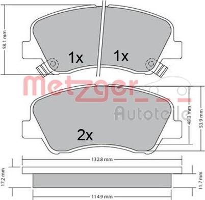 Metzger 1170620 - Тормозные колодки, дисковые, комплект autodnr.net