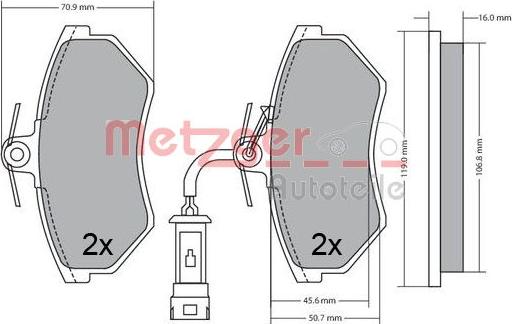 Metzger 1170623 - Гальмівні колодки, дискові гальма autocars.com.ua