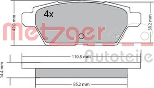 Metzger 1170637 - Гальмівні колодки, дискові гальма autocars.com.ua