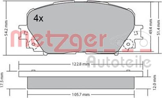 Metzger 1170639 - Тормозные колодки, дисковые, комплект avtokuzovplus.com.ua