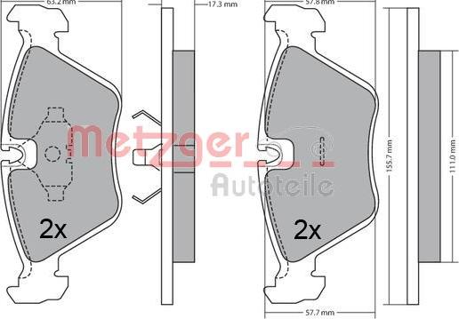 Metzger 1170643 - Тормозные колодки, дисковые, комплект avtokuzovplus.com.ua