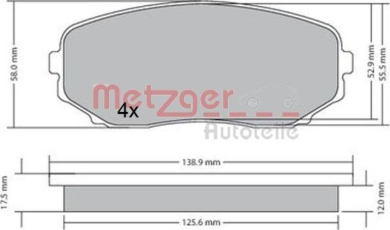 Metzger 1170654 - Тормозные колодки, дисковые, комплект autodnr.net