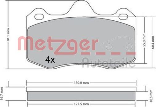 Metzger 1170656 - Гальмівні колодки, дискові гальма autocars.com.ua