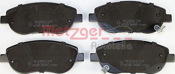 Metzger 1170658 - Тормозные колодки, дисковые, комплект avtokuzovplus.com.ua