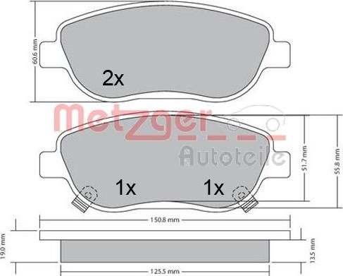 Metzger 1170658 - Гальмівні колодки, дискові гальма autocars.com.ua