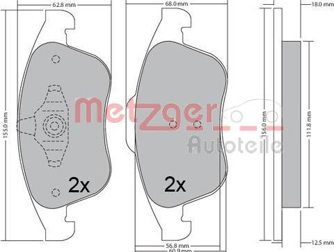 Metzger 1170672 - Гальмівні колодки, дискові гальма autocars.com.ua