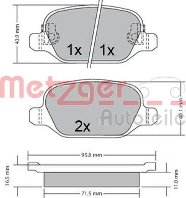 Metzger 1170680 - Гальмівні колодки, дискові гальма autocars.com.ua