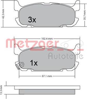 Metzger 1170681 - Тормозные колодки, дисковые, комплект avtokuzovplus.com.ua