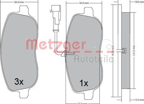 Metzger 1170683 - Тормозные колодки, дисковые, комплект avtokuzovplus.com.ua