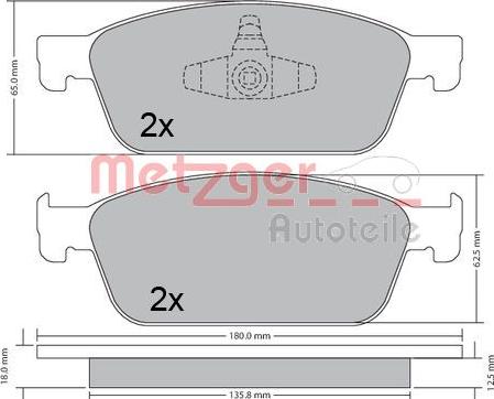 Metzger 1170689 - Гальмівні колодки, дискові гальма autocars.com.ua