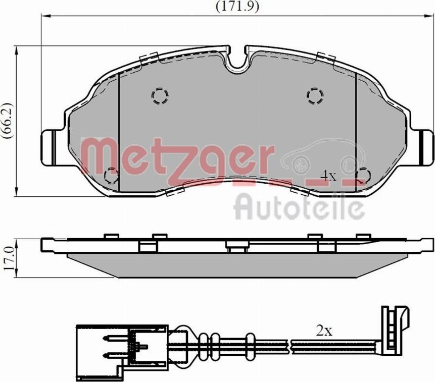 Metzger 1170814 - Гальмівні колодки, дискові гальма autocars.com.ua
