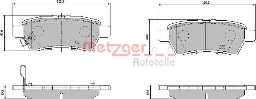 Metzger 1170825 - Гальмівні колодки, дискові гальма autocars.com.ua