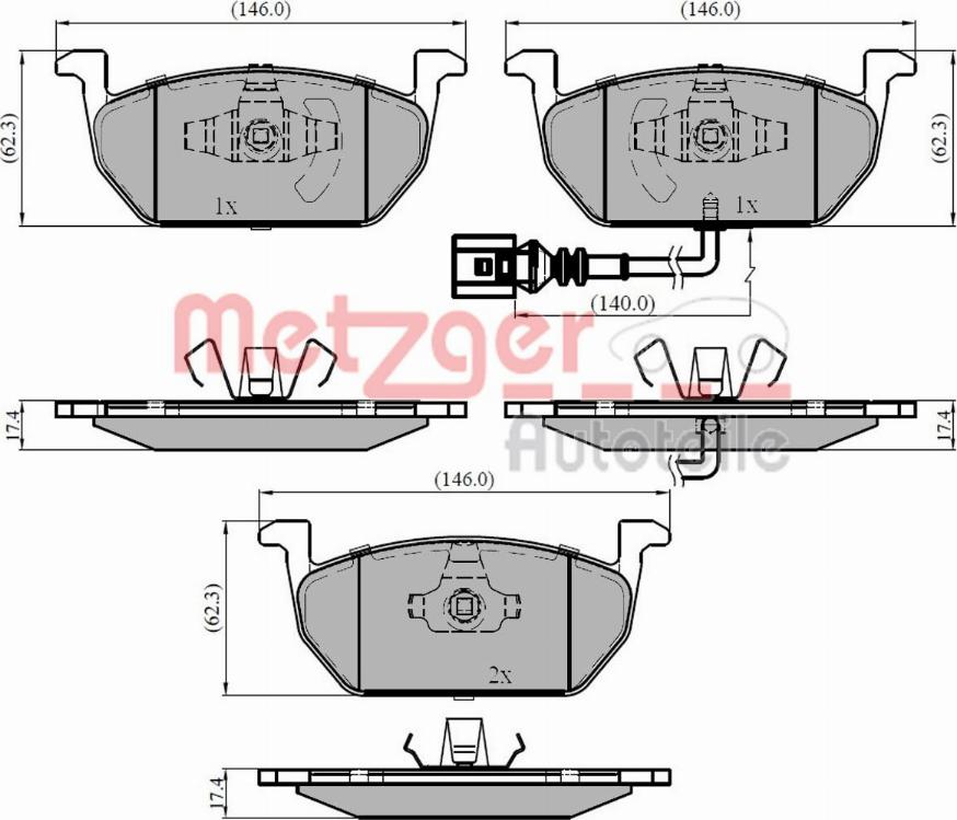 Metzger 1170828 - Гальмівні колодки, дискові гальма autocars.com.ua