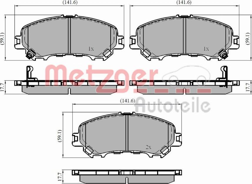 Metzger 1170835 - Тормозные колодки, дисковые, комплект avtokuzovplus.com.ua