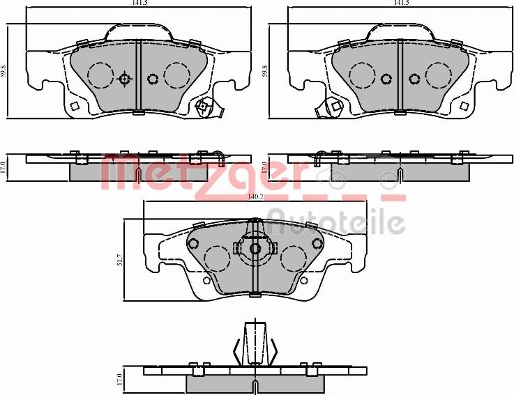 Metzger 1170838 - Тормозные колодки, дисковые, комплект avtokuzovplus.com.ua