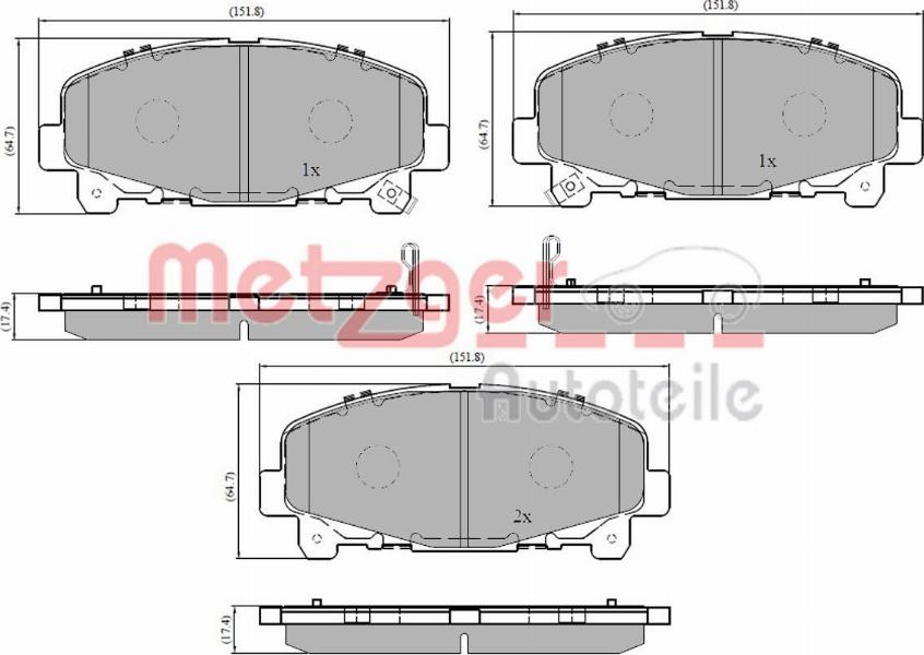 Metzger 1170840 - Тормозные колодки, дисковые, комплект avtokuzovplus.com.ua