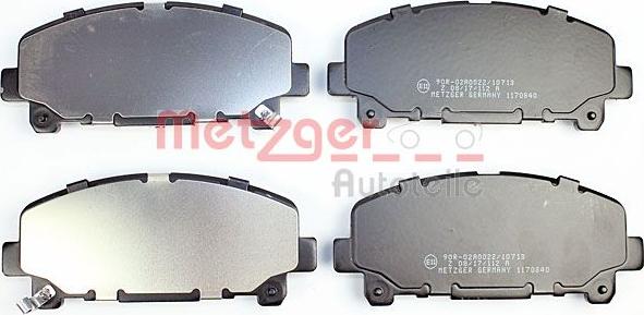 Metzger 1170840 - Тормозные колодки, дисковые, комплект avtokuzovplus.com.ua