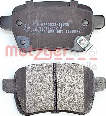 Metzger 1170842 - Тормозные колодки, дисковые, комплект avtokuzovplus.com.ua