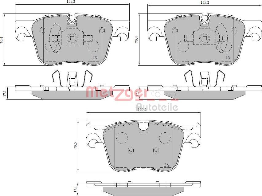 Metzger 1170850 - Тормозные колодки, дисковые, комплект avtokuzovplus.com.ua