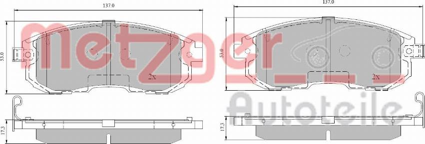 Metzger 1170851 - Гальмівні колодки, дискові гальма autocars.com.ua