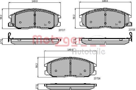 Metzger 1170865 - Тормозные колодки, дисковые, комплект avtokuzovplus.com.ua