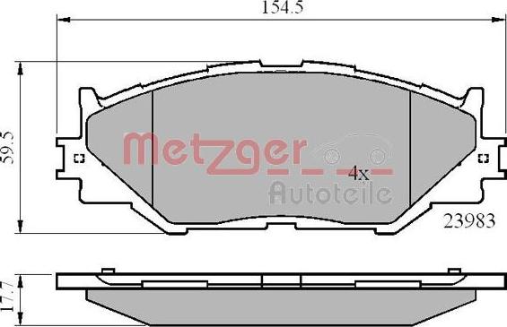 Metzger 1170867 - Гальмівні колодки, дискові гальма autocars.com.ua