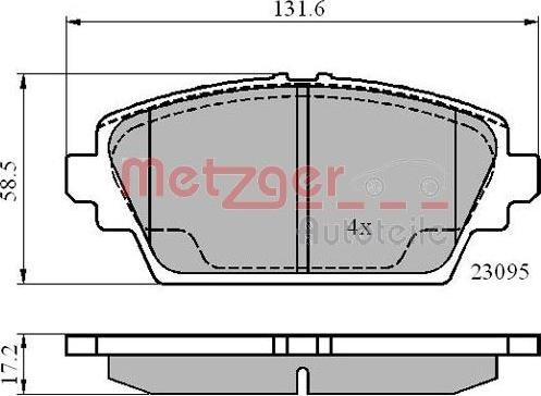 Metzger 1170870 - Гальмівні колодки, дискові гальма autocars.com.ua