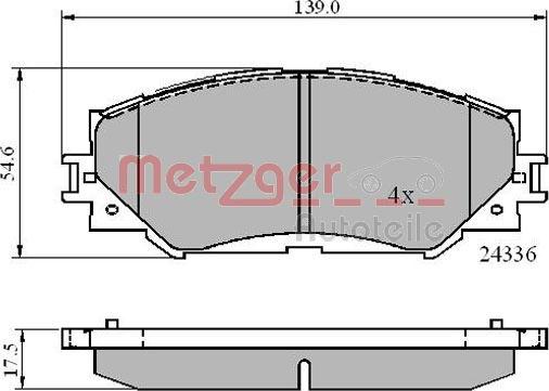 Metzger 1170873 - Тормозные колодки, дисковые, комплект autodnr.net