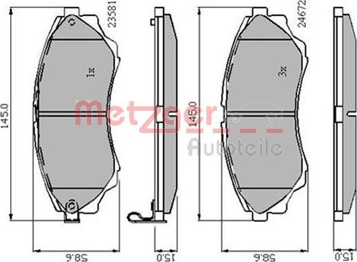 Metzger 1170876 - Гальмівні колодки, дискові гальма autocars.com.ua