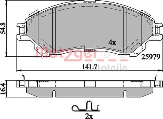 Metzger 1170882 - Тормозные колодки, дисковые, комплект avtokuzovplus.com.ua